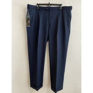 New Savane Stretch Crosshatch Men’s Pants Blue 40x30 Expandable Waist J28